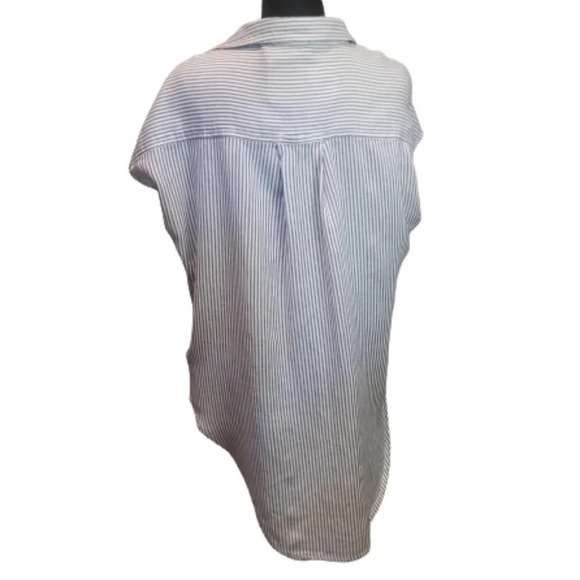 A.N.A. SEFF Blue/white Striped button blouse - Picture 2 of 6